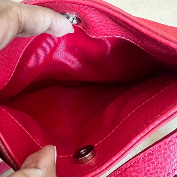 Clements Ribeiro Red Genuine Pebbled Leather Silver Hardware Crossbody Bag - Picture 11 of 11